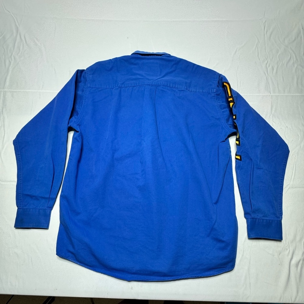 Cinch Long Sleeve Blue Button Down Embroidered Sleeve Men's Shirt - Size M - Picture 2 of 5